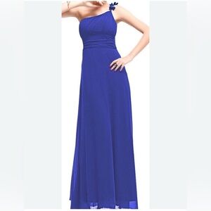 Ever Pretty Pleated Chiffon Sexy One Shoulder Ball Gown Sapphire Blue, 12